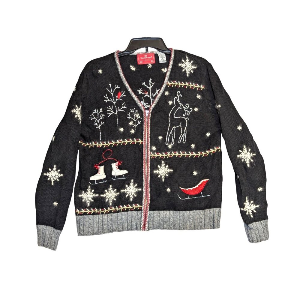 Holiday Lodge By NorthCrest Ugly Christmas Sweater Cardigan